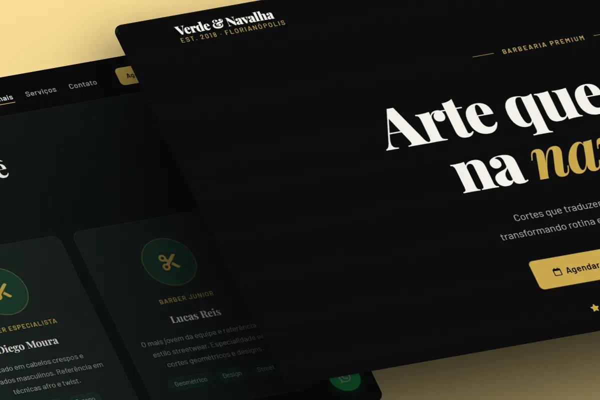 Imagem mockup barbearia verde navalha